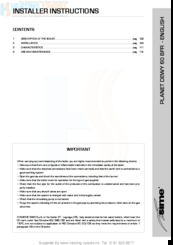 Sime Planet Dewy 60 BFR Installer's Instructions