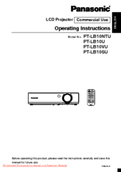 Panasonic PTLB10VU - PORTABLE PROJECTOR Operating Instructions Manual