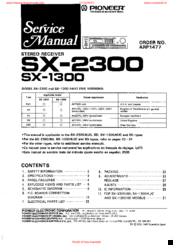 Pioneer SX-1300 Service Manual