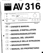 NAD AV 316 Owner's Manual