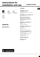 Hotpoint Ariston AQ113D 497 X Instructions For Installation And Use Manual