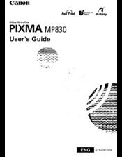Canon PIXMA MP830 User Manual