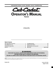 Cub Cadet Z-Force Pro Operator's Manual