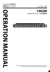 Sound Choice 1002M Operation Manual