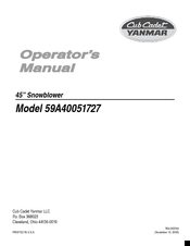 Cub Cadet 59A40051727 Operator's Manual