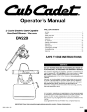 Cub Cadet BV288 Operator's Manual