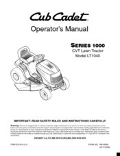 Cub Cadet LT1040 Operator's Manual