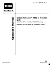 Toro Groundsmaster 4100-D 30411 Operator's Manual