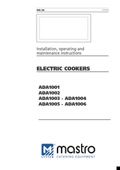 mastro ADA1002 Installation, Operating And Maintenance Instructions