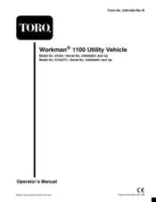 Toro 07252TC Workman 1100 Operator's Manual