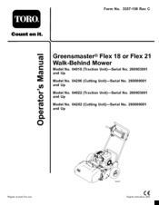 Toro 04202 Greensmaster Flex 21 Operator's Manual
