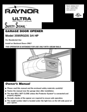 Raynor ULTRA 3595RGDS 3/4 HP Owner's Manual