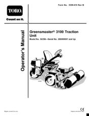 Toro GREENSMASTER 3100 Operator's Manual