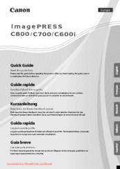 Canon imagePRESS C800 Series Quick Manual