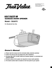 True Value Security+ G630TV Owner's Manual