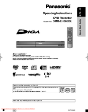 Panasonic Diga DMR-EH58EBL Operating Instructions Manual
