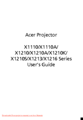 Acer X1216 Series User Manual