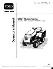 Toro DH 210 Operator's Manual