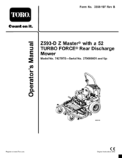 Toro Z593-D Z Master 74264 Operator's Manual