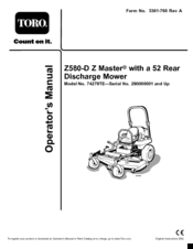 Toro Z580-D Operator's Manual