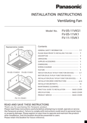 Panasonic FV-05-11VKS1 Installation Insrtuctions
