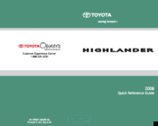 Toyota Highlander 2008 Quick Reference Manual