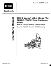 Toro Z589 Z Master Operator's Manual