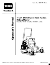 Toro TITAN ZX5020 Operator's Manual