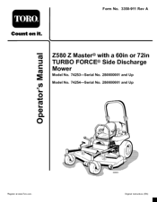 Toro Z580 Z Master Operator's Manual