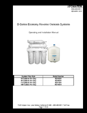 APSWATER RO50D1 Operating And Installation Manual