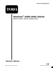 Toro Workman e2050 Operator's Manual
