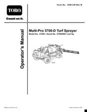 Toro Multi-Pro 5700-D Operator's Manual