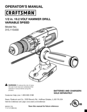 Craftsman 315.115430 Operator's Manual