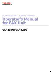 Toshiba GD-1320 Operator's Manual For Fax Unit