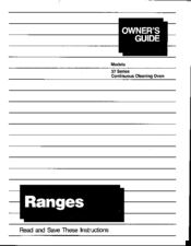Tappan 37 series Owner's Manual