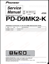 Pioneer SUPER AUDIO CD PLAYER PD-D9MK2-K Service Manual