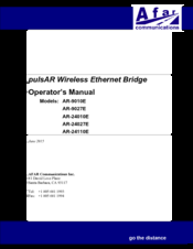 Afar AR-24110E Operator's Manual