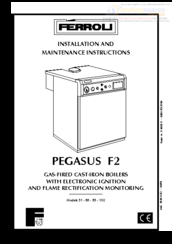 Ferroli PEGASUS F2 102 Installation And Maintenance Instructions Manual