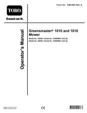 Toro Greensmaster 1010 Operator's Manual