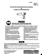 Ingersoll-Rand 4RSERIES Operation And Maintenance Manual