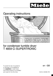 Miele T 4859 Ci SUPERTRONIC Operating Instructions Manual
