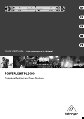 Behringer POWERLIGHT PL2000 Quick Start Manual