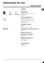 Indesit WMF 822 Instructions For Use Manual