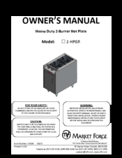 Market Forge Industries 2-HPGR Owner's Manual