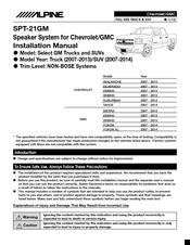 Alpine SPT-21GM Installation Manual