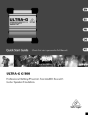 Behringer Ultra-G GI100 Quick Start Manual