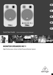 Behringer Monitor Speakers MS16 Quick Start Manual