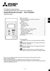 Mitsubishi Electric PAC-YT53CRAU Instruction Book