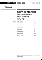 Whirlpool MWO 165/NB Service Manual