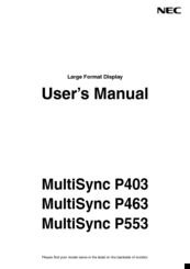 NEC MultiSync P403 User Manual